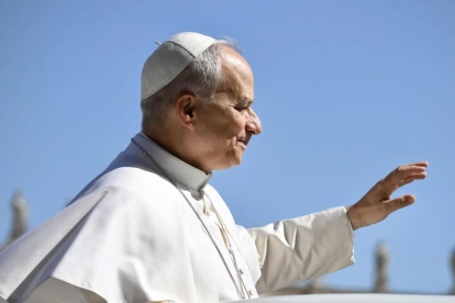 El papa León XIV, este miércoles 20 de mayo en la audiencia general semanal en la plaza de San Pedro, en Ciudad del Vaticano.