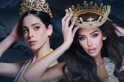 Fátima Bosch, Miss Universo 2025, y Nadia Mejía, Miss Universo Ecuador 2025.