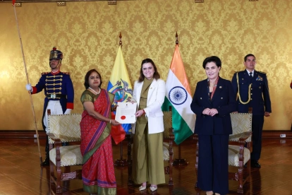 Ecuador recibió a embajadoras de India y Haití tras anuncio de Noboa sobre compra de fármacos.
