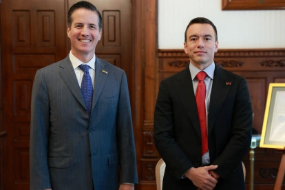 El senador Bernie Moreno fue recibido por el presidente Daniel Noboa en el Palacio de Carondelet, en Quito.