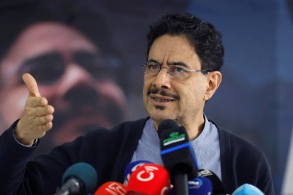 El candidato a la Presidencia de Colombia del partido Pacto Histórico, Iván Cepeda,  este 1 de junio, durante una rueda de prensa, en Bogotá (Colombia).