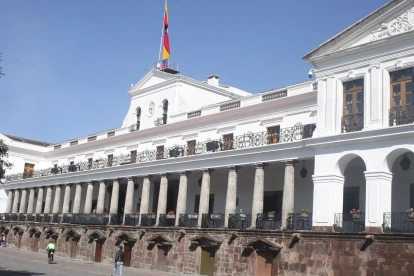 Palacio de Carondelet en Quito, sede del Gobierno, donde Daniel Noboa oficializó el nombramiento de las nuevas directoras de la UAFE, Sercop e Integridad Pública.