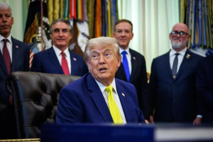 El presidente estadounidense Donald Trump en la Oficina Oval de la Casa Blanca en Washington, DC, EE.UU., el 4 de junio de 2026.