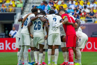 Los jugadores de la Selección de Ecuador previo al partido con Guatemala.