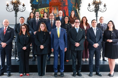 La Presidencia publicó este 8 de junio de 2026 una foto actualizada del gabinete ministerial del presidente Daniel Noboa.