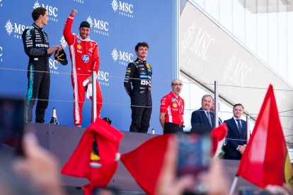 Lewis Hamilton celebró en el Gran Premio de Barcelona-Cataluña.