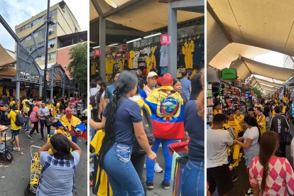 La Bahía, en el centro de Guayaquil, se llenó de camisetas amarillas, banderas y aficionados que aprovecharon las últimas horas antes del debut de Ecuador para comprar artículos de la Tri.
