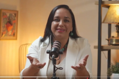 Gabriela Rivadeneira, presidenta de la RC5, anunció la decisión de mantener en reserva las alianzas, el 18 de junio del 2026.