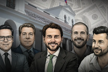 Ilustración para graficar este artículo sobre el poder económico del círculo cercano del presidente Daniel Noboa.