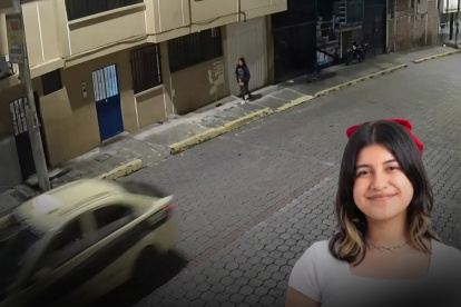 Cámaras de seguridad captaron a Nathay Mafla caminando por La Vicentina, en Quito.