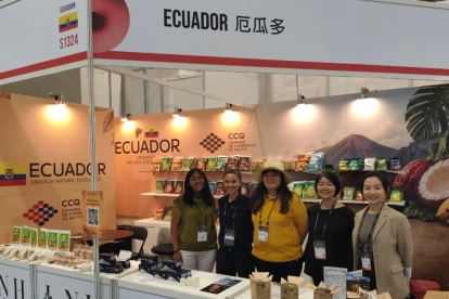 El stand de Ecuador en la feria que se realiza en Taiwán.