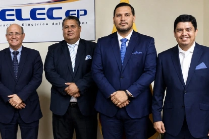 Desde la derecha: Álex Dueñas Calero, medio hermano de Karla Saud Calero, lobista de Progen; Jorge Quintero Rodríguez, actual viceministro de Seguridad Ciudadana; 
Nicolás Andrade Laborde, exgerente de Celec en 2022, y Hernan Luque Lecaro, procesado en el caso Encuentro.