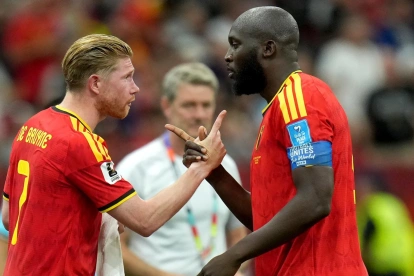 Romelu Lukaku y Kevin de Bruyne, de Bélgica, en el Mundial 2026.