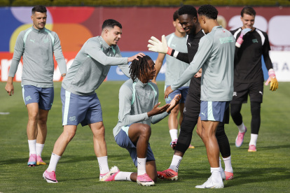 La selección de Suiza en su último entrenamiento.