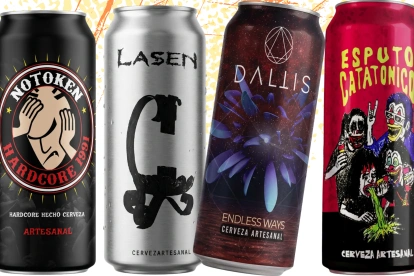 Imagen de cuatro de las 21 presentaciones que lanzó la cervecería artesanal este año, con nombres de bandas de punk y metal de la escena ecuatoriana.