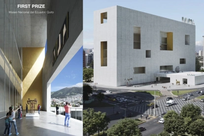 La propuesta incorpora patios, terrazas y espacios iluminados con luz natural para conectar el museo con la ciudad y el paisaje de Quito
