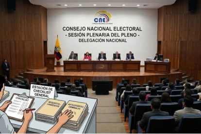 Imagen simbólica, generada con IA, para mostrar que el CNE solo cumple con requisitos formales, no investiga cómo son los candidatos.