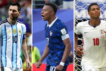 Mundial 2026: el argentino Lionel Messi (izq.), el francés Kylian Mbappé y el inglés Jude Bellingham llegan a semifinales como firmes candidatos para ganar el Balón de Oro del torneo.