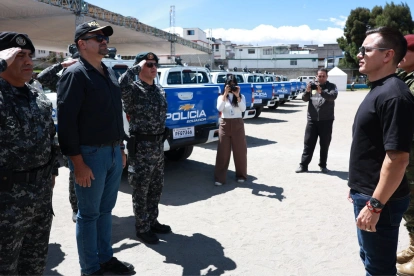 En el Plan Nacional de Seguridad 2025 - 2029 contiene fotografías del presidente Daniel Noboa y los ministros John Reimberg y Gian Carlo Loffredo.
