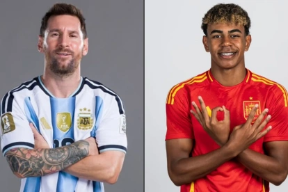 Lionel Messi y Lamine Yamal.
