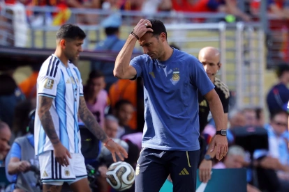 Lionel Scaloni reacciona durante la final del Mundial 2026 en la que Argentina perdió el título ante España.