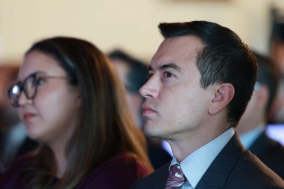 Daniel Noboa en un acto oficial anterior, en medio de su agenda pública.