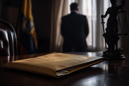 Un sobre manila simboliza las denuncias sobre la penetración del crimen organizado en las instituciones ecuatorianas y las advertencias que, según el artículo, nunca fueron atendidas.