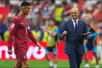 Roberto Martínez (d) junto a Cristiano Ronaldo cuando dirigía a la selección de Portugal.