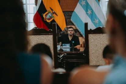 Aquiles Álvarez, alcalde de Guayaquil, durante una sesión del Concejo Cantonal.