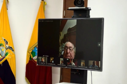Telemática. Abdalá Bucaram asistió a la audiencia fallida desde su casa, el viernes 7 de agosto de 2026.