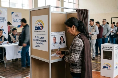 Foto referencial, creada con IA, sobre elecciones de segunda vuelta para alcaldías.