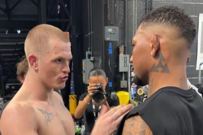 Instantes en que Ian Garry confrontó a Michael Morales tras el UFC 330.
