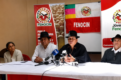 Los dirigentes de la Fenocin y Unorcac se pronunciaron en una rueda de prensa este 19 de agosto de 2026.