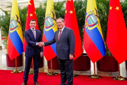 El presidente de Ecuador, Daniel Noboa, y el primer ministro del Consejo de Estado de China, Li Qiang.