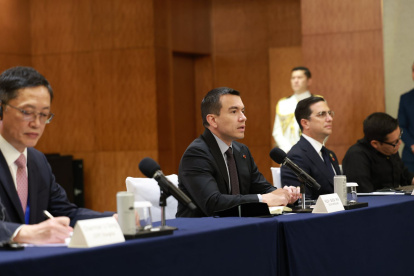 Daniel Noboa promovió exportaciones agropecuarias en Shanghái el 20 de agosto.