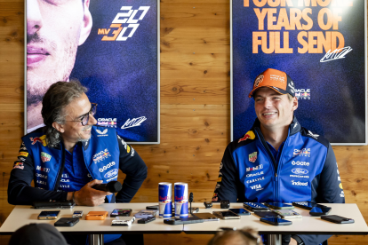 El neerlandés Max Verstappen, durante la conferencia de prensa en la que anunció su renovación con Red Bull.