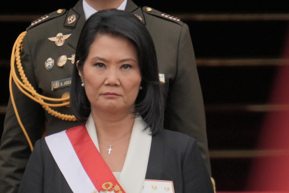 La presidenta de Perú, Keiko Fujimori, durante la ceremonia en la que fue reconocida como jefa suprema de las Fuerzas Armadas.