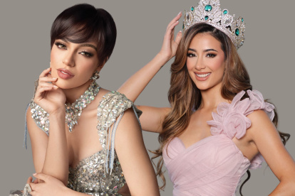 Samantha Quenedit entregó la corona de Miss Grand Ecuador a Shyare Andrade durante una transmisión de Los Hackers del Espectáculo.