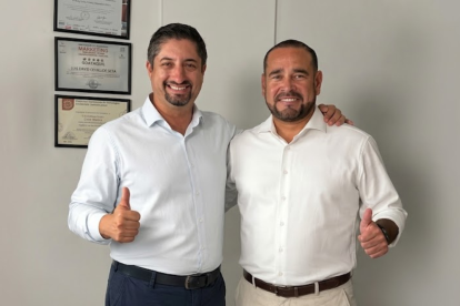 Javier Orti y Héctor Párraga, presidente de Avanza y candidato a la alcaldía de Portoviejo.