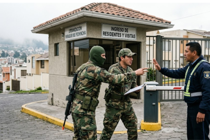 Imagen generada con IA para graficar intento de ingreso de militares falsos.