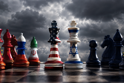 Una representación simbólica de las tensiones geopolíticas entre Estados Unidos e Israel y sus principales adversarios en el escenario internacional.