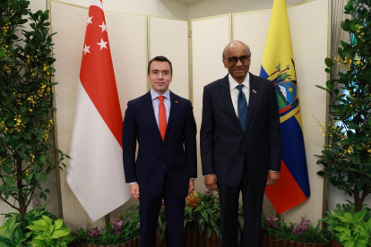 Noboa se reunió con líderes de Singapur el 24 de agosto para atraer inversión y abrir mercados.