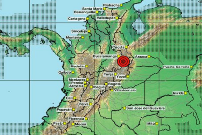 Imagen del Servicio Geológico Colombiano sobre el sismo.