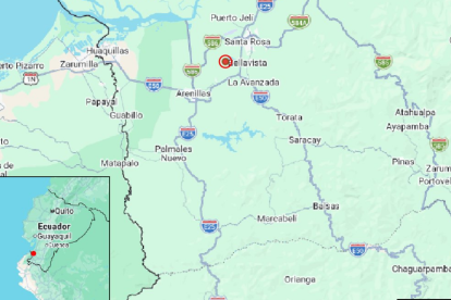 Sismo de magnitud 3,4 registrado cerca de Santa Rosa, provincia de El Oro, el 31 de agosto de 2026.