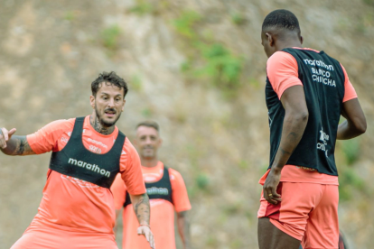 Jugadores de Barcelona durante un entrenamiento.