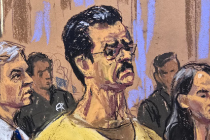 Un dibujo realizado por la artista Jane Rosenberg que muestra al presidente depuesto de Venezuela, Nicolás Maduro.
