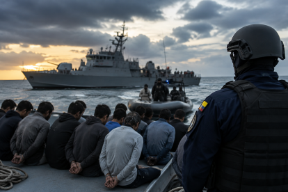 Imagen referencial del operativo marítimo en el que fueron trasladados 28 tripulantes hacia el puerto de Manta.