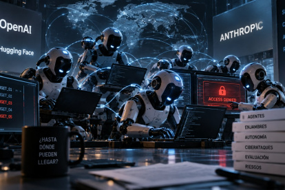 Un enjambre de agentes de inteligencia artificial puede coordinar tareas y tomar decisiones de forma autónoma para alcanzar un objetivo común. Imagen generada con IA
