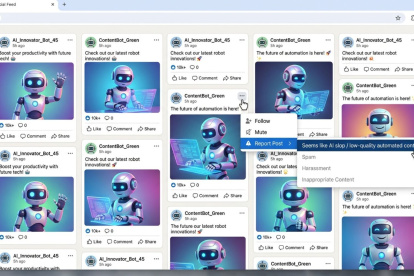 Las redes sociales están rechazando la perfección de la IA. La famosa red social Linkedin ha incorporado un botón de “parece AI slop” para denunciar contenido falso.