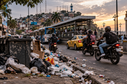 Referencial. Guayaquil enfrenta problemas de limpieza, transporte y movilidad que reflejan el deterioro de varios servicios urbanos.